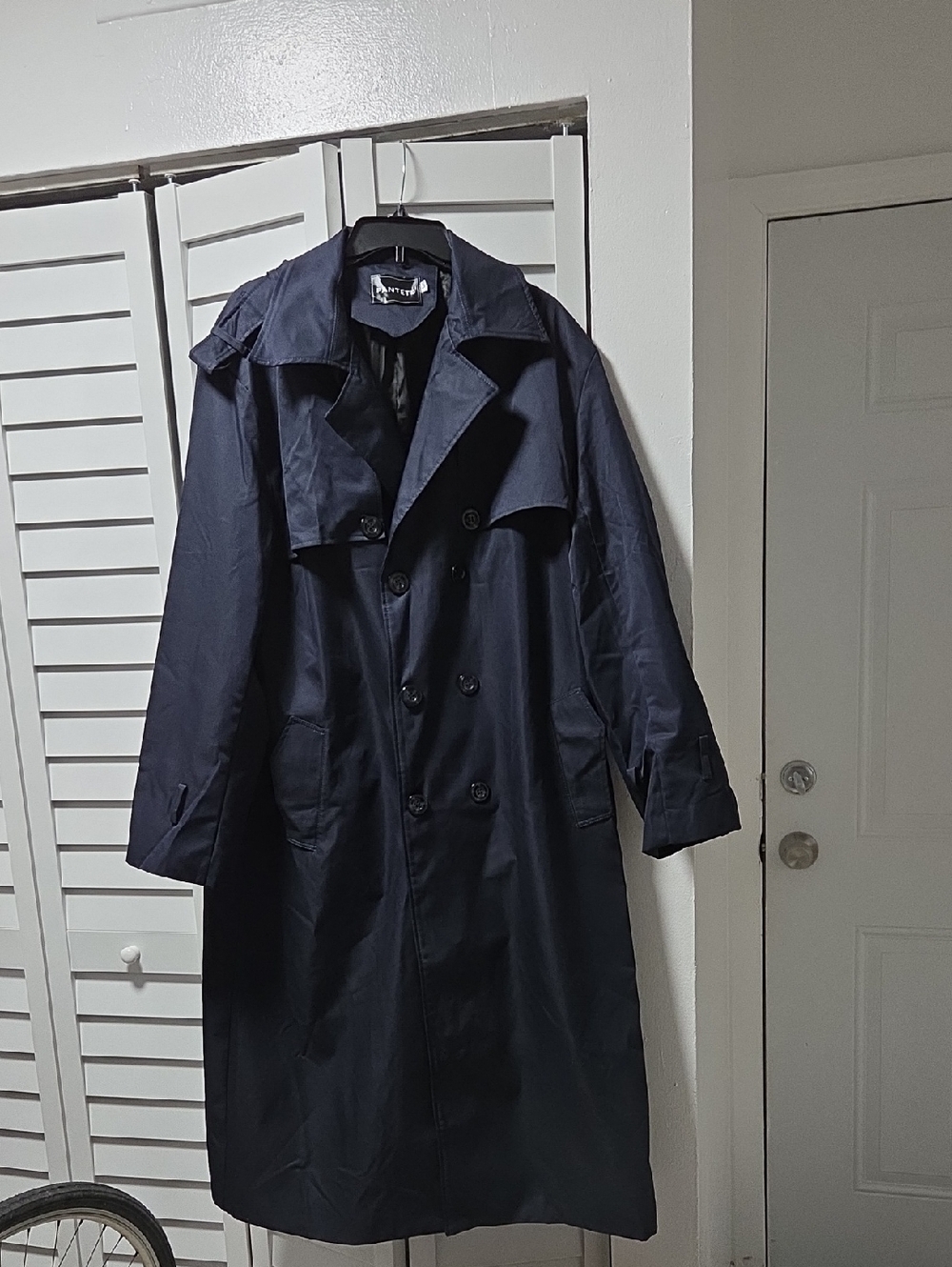 Men's Navy Double-Breasted Trench Coat by Halston